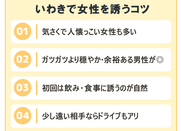 いわきで女性を誘うコツ