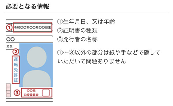 免許証での例