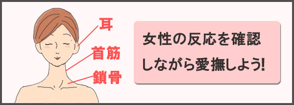 耳、首筋、鎖骨を舐める